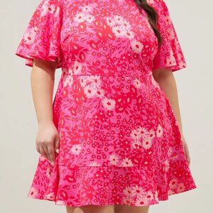 NWT Sugarlips Dress Lover Girl Flouncy Flare Mini Dress Curve Pink Size 1X